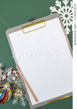 Christmas decorations and copyspace,Clipboard Christmas decorations and copyspace,Clipboard 119501675