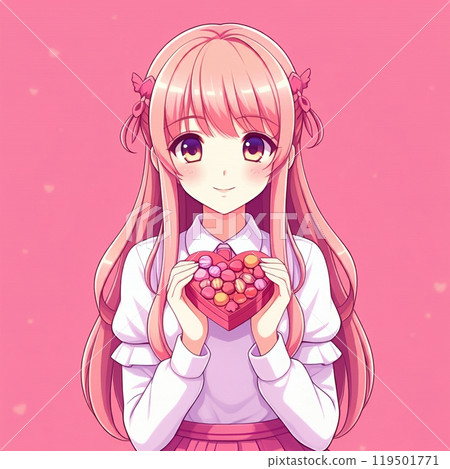 手裡拿著禮物的可愛女子 AI 生成 119501771