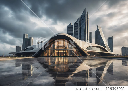 Modern city square architecture and city skyline 119502931