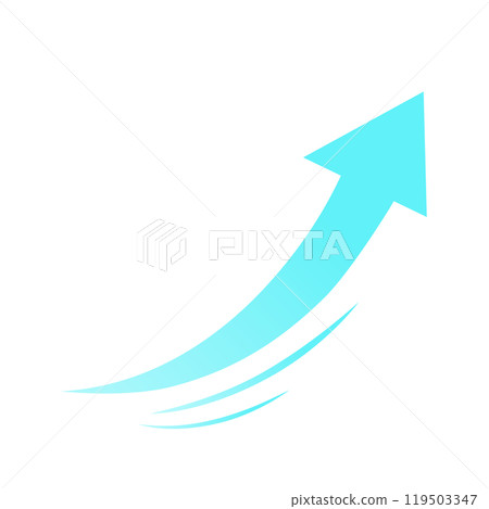 A moving, upward-sloping light blue gradient arrow 119503347
