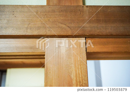 Wooden pillars old lye Wooden pillars old lye 119503879