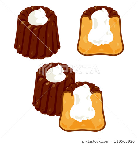 Canelé set with fresh cream 119503926