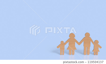 The wood family plate for home relationship  concept 3d rendering. 119504137