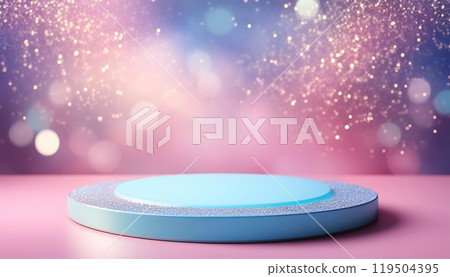Light blue stage with a sparkling pink background Light blue stage with a sparkling pink background 119504395