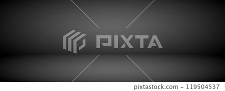 Black studio background. Dark noir room scene. Limbo esthetic backdrop for product design, poster, banner, display, mockup, presentation, template, showcase. Vector spot light wallpaper 119504537
