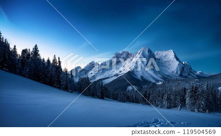 【真實風景】夜晚雪山風景圖 【真實風景】夜晚雪山風景圖 119504569