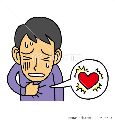 A man with an increased heart rate and chest pains A man with an increased heart rate and chest pains 119504623
