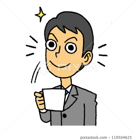 A man drinking coffee and feeling refreshed A man drinking coffee and feeling refreshed 119504625