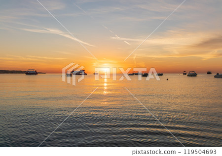 Sunrise over the sea. Panoramic seascape. 119504693
