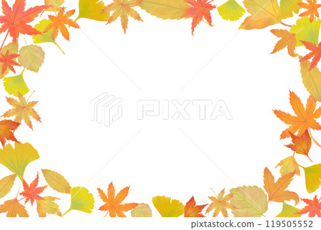 Autumn leaves illustration frame horizontal 119505552