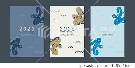 2025 Year of the Snake New Year's card template material set Snake silhouette illustration Stylish Vertical postcard size 2025 Year of the Snake New Year's card template material set Snake silhouette illustration Stylish Vertical postcard size 119505653