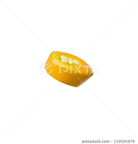 3d vector of a piece of orange hot pepper with seeds on a white background. 119505879