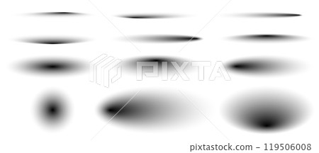 Round shadows, circular fading shapes, realistic soft shades. Round shadows, circular fading shapes, realistic soft shades. 119506008