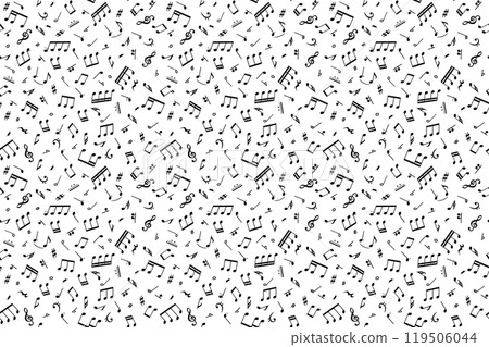 點綴著音符的無縫背景的向量插圖 119506044