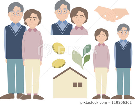Simple elderly couple illustration set Simple elderly couple illustration set 119506361