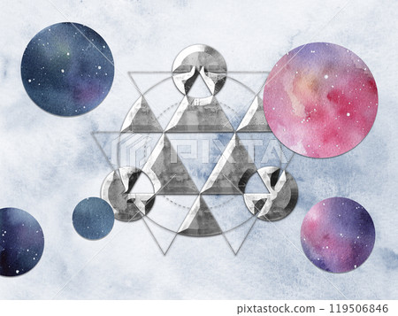 具有幾何圖案的水彩星球 具有幾何圖案的水彩星球 119506846