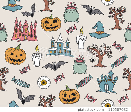 Halloween symbols hand drawn illustrations Halloween symbols hand drawn illustrations 119507082