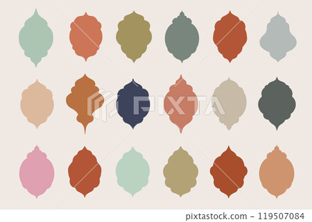 Collection of oriental style Islamic arches and windows.	 119507084