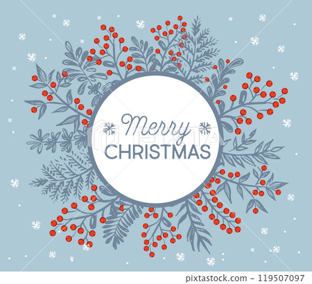Christmas frame in sketch style. Hand drawn illustration.	 119507097