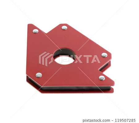 Red magnetic square for welding isolated on white background. Red magnetic square for welding isolated on white background. 119507285