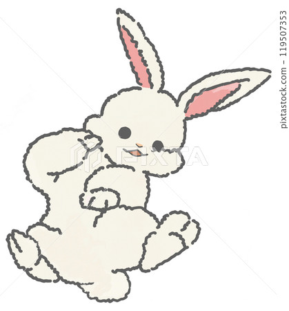 Illustration of a rabbit tilting its head 119507353