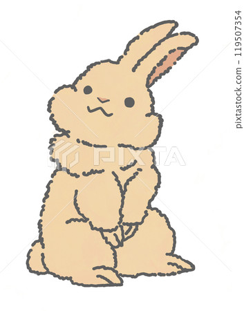Illustration of a rabbit looking up 119507354