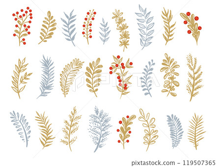 Branches collection hand drawn, vector. Branches collection hand drawn, vector. 119507365