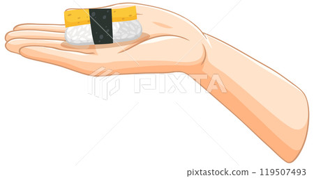 Hand Holding Sushi Illustration Hand Holding Sushi Illustration 119507493