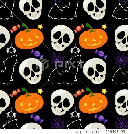 Halloween Themed Seamless Vector Pattern 119507495