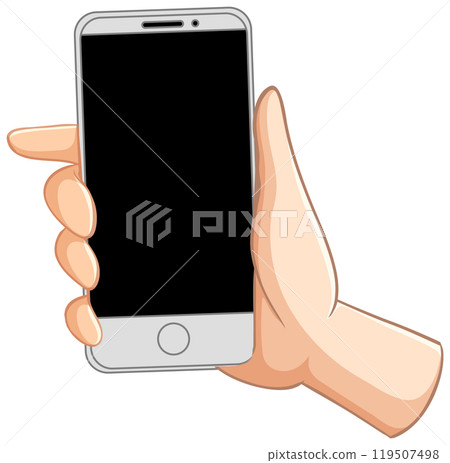 Hand Holding Smartphone Illustration Hand Holding Smartphone Illustration 119507498