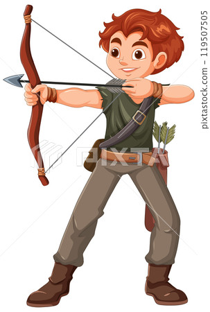 Young Archer Aiming at Target 119507505