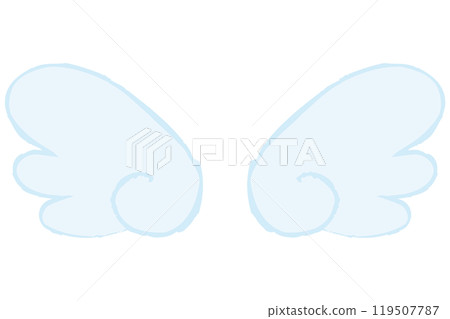 Hand-drawn cute angel wings light blue 119507787