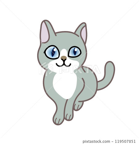 灰色小貓插畫 119507851