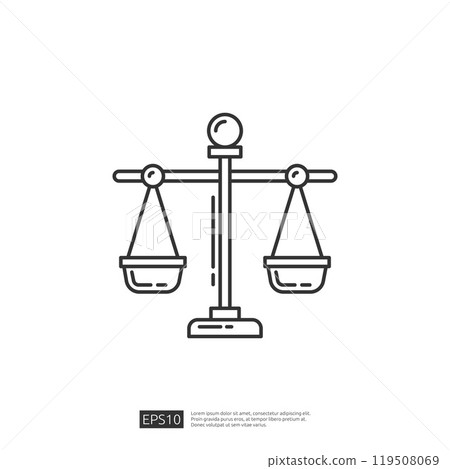 Scales of Justice Icon Line Style Vector Illustration. Balance Legal Logo Design Element. EPS10. Scales of Justice Icon Line Style Vector Illustration. Balance Legal Logo Design Element. EPS10. 119508069