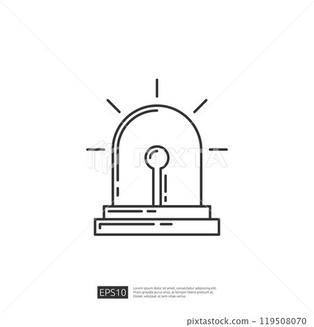 Simple line art icon of a siren or alarm light. Vector illustration for web and mobile apps. Simple line art icon of a siren or alarm light. Vector illustration for web and mobile apps. 119508070