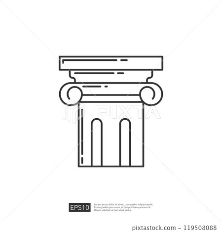 Greek column icon, symbol of architecture, history and design 119508088