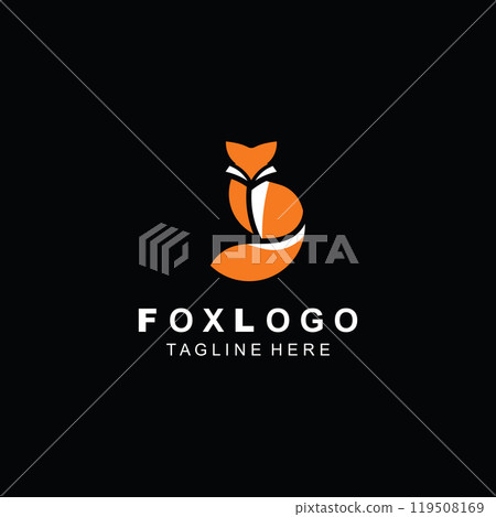 Fox logo design simple and minimalist template. abstract animal Fox tail 119508169