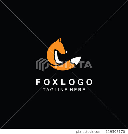 Fox logo design simple and minimalist template. abstract animal Fox tail 119508170
