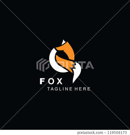 Fox logo design simple and minimalist template. abstract animal Fox tail Fox logo design simple and minimalist template. abstract animal Fox tail 119508173