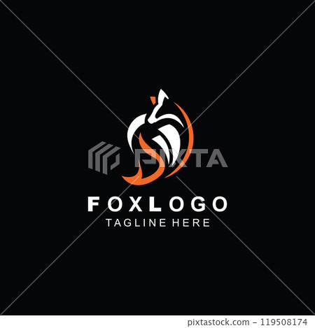 Fox logo design simple and minimalist template. abstract animal Fox tail Fox logo design simple and minimalist template. abstract animal Fox tail 119508174