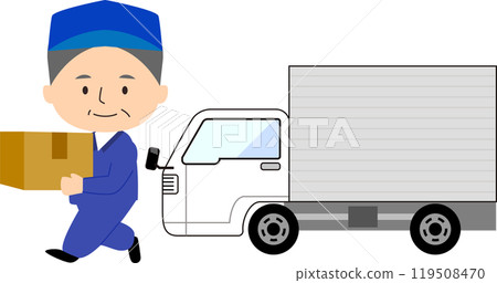 Truck and senior man delivering Truck and senior man delivering 119508470