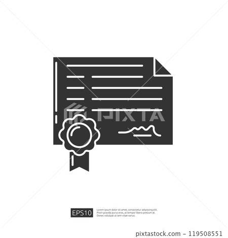 A graphic representation of a certificate with a seal, symbolizing achievement or recognition. A graphic representation of a certificate with a seal, symbolizing achievement or recognition. 119508551