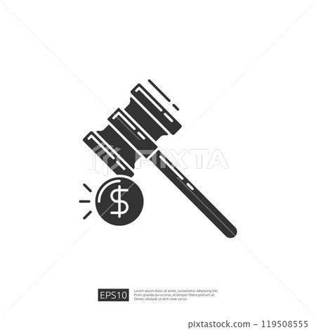 A stylized illustration of a gavel and a dollar sign, representing legal proceedings and financial matters. A stylized illustration of a gavel and a dollar sign, representing legal proceedings and financial matters. 119508555