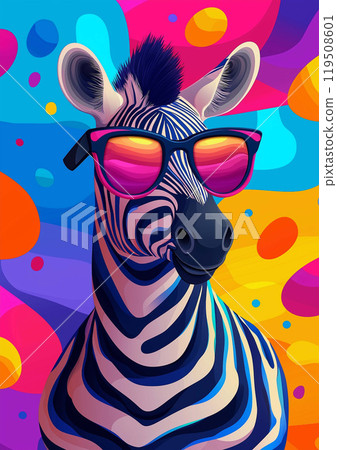 Whimsical Stripes, The Fusion of Abstract Art and Pop Art Zebra Imagery 119508601
