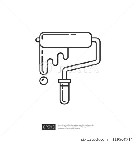 Paint roller icon in line style. Isolated on white background. EPS 10 vector illustration. Paint roller icon in line style. Isolated on white background. EPS 10 vector illustration. 119508714