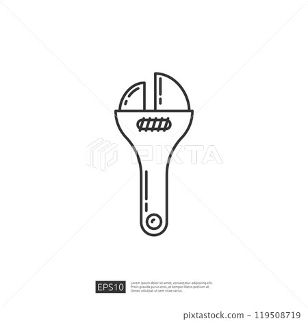 Adjustable Wrench Outline Icon, Simple Black Line Tool Vector Illustration Adjustable Wrench Outline Icon, Simple Black Line Tool Vector Illustration 119508719