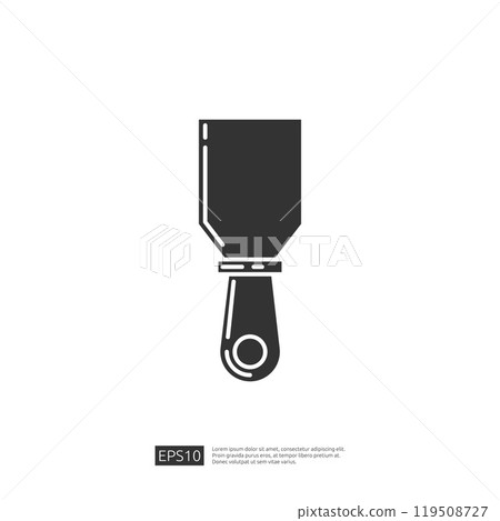 A simple graphic representation of a putty knife, commonly used in construction and DIY projects for spreading materials. 119508727