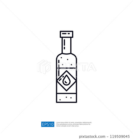 Oil Bottle Icon Vector Illustration in Line... - Stock Illustration ...