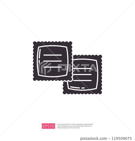 The image depicts two stylized, square-shaped stamps with scalloped edges, suggesting a design element often used in graphic resources or branding. The image depicts two stylized, square-shaped stamps with scalloped edges, suggesting a design element often used in graphic resources or branding. 119509075