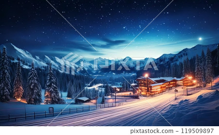 [AI影像] 夜間滑雪場影像 119509897